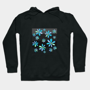 A Cascade of Daisies - Hand Drawn Design with Fresh Blue & Green Petals Hoodie